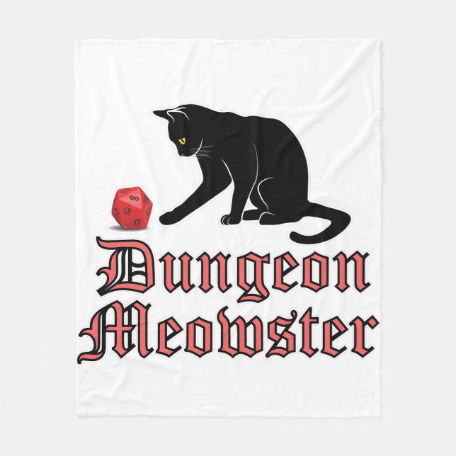 Manta Polar Dungeon Meowster Funny RPG Cat con dados (Anverso)