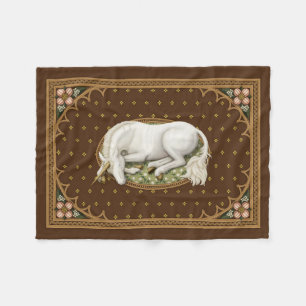 Manta Polar Durmiente Unicornio Antiguo Marrón Medieval