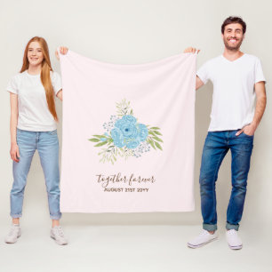 Manta Polar Dusty Rosas azules recién casados regalo Boda pers