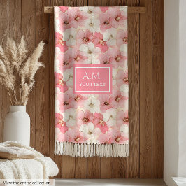 Manta Polar Dusty Rose Gold Custom Name Floral Cozy Blanket