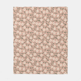 Manta Polar Dusty Rose White Modern Farmhouse Daisy Pattern