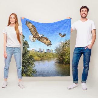 Manta Polar Eagles Scioto River Columbus Ohio Fleece Blanket