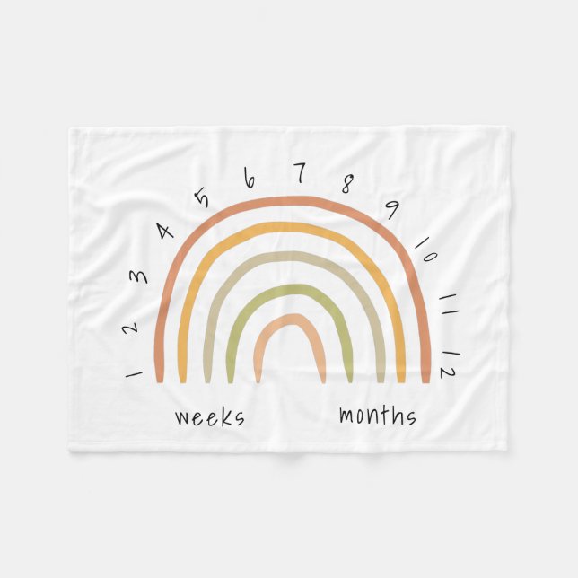 Manta Polar Earthy Boho Rainbow Milestone Fleece Baby Blanket (Frente (Horizontal))