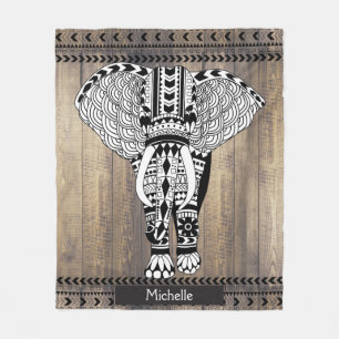 Manta Polar Earthy Wooden Planea Elefante Tribal Patterned