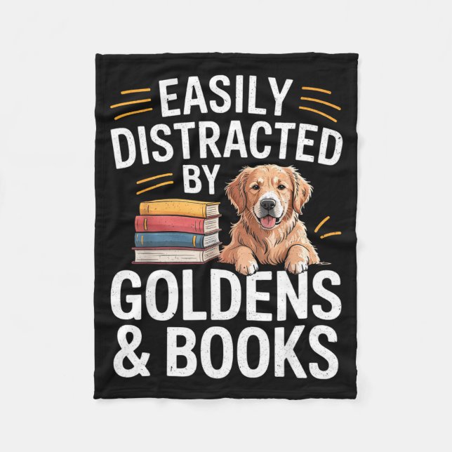 Manta Polar Easily Distracted By Goldens &amp; Books - Golden  (Anverso)