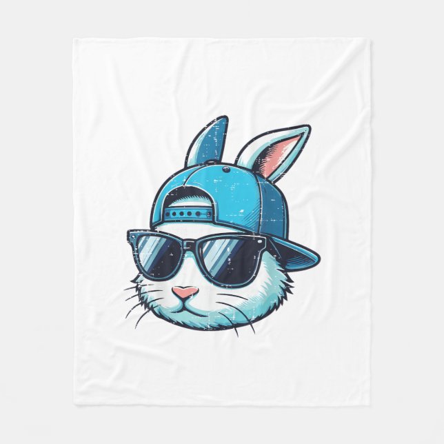 Manta Polar Easter Bunny Face Baseball Cap Sunglasses Rabbit B (Anverso)
