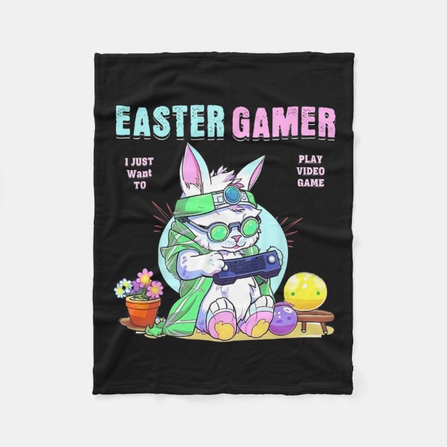 Manta Polar Easter Bunny Funny Gamer Video Game Boys Chicas (Anverso)