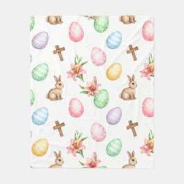 Manta Polar Easter Grace – Seamless Pastel Bunny & Cross Patte
