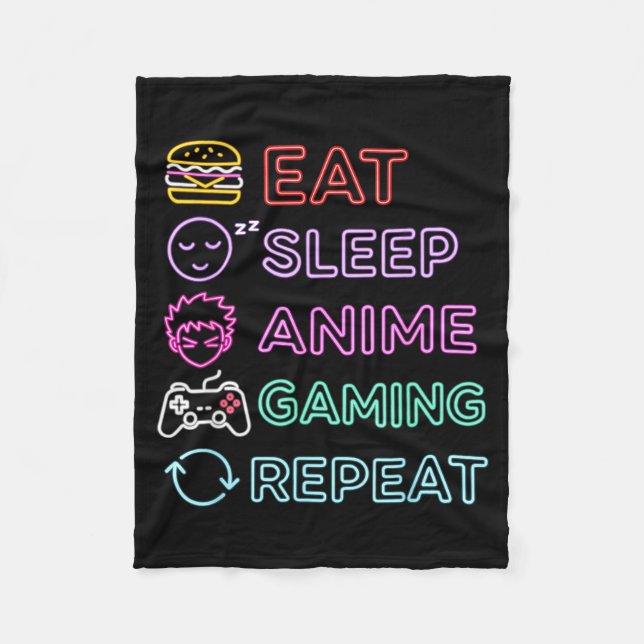 Manta Polar Eat Sleep Anime Gaming Repeat Gamer Men Teen Boy G (Anverso)