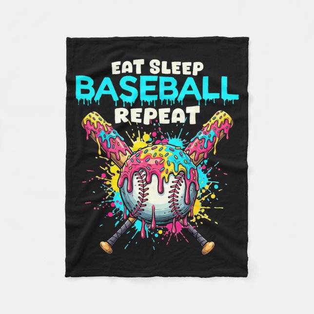 Manta Polar Eat Sleep Baseball Repeat Funny Ice Cream Drip Cro (Anverso)