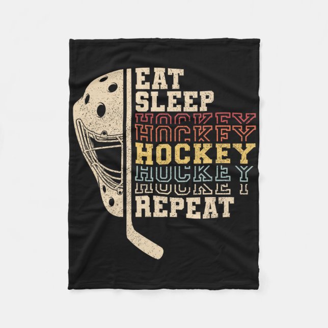 Manta Polar Eat Sleep Hockey Repeat Men Boys Kid Funny Ice Hoc (Anverso)