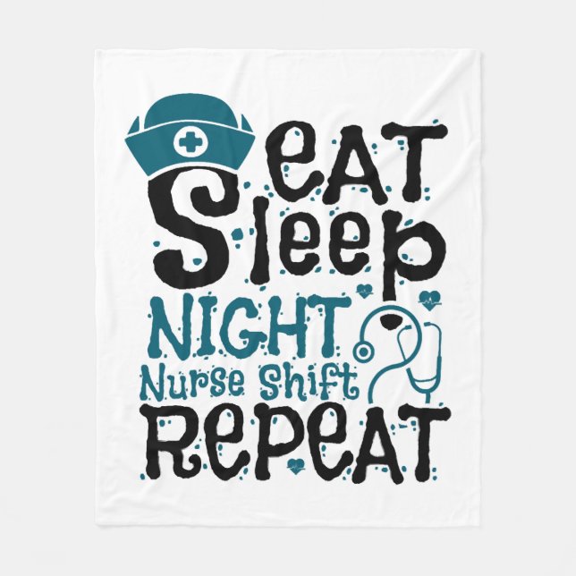 Manta Polar Eat Sleep Night Nurs Shift Repetir (Anverso)