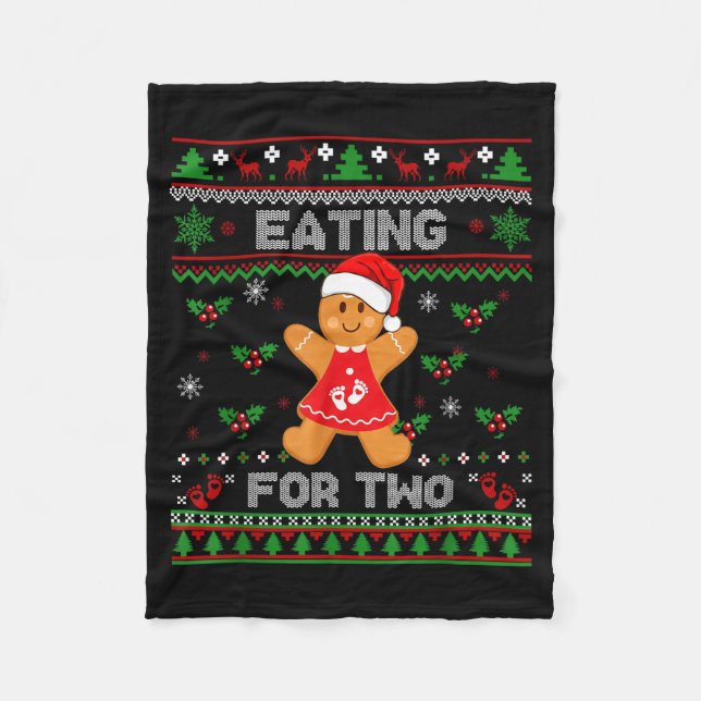 Manta Polar Eating For Two Pregnancy Announcement Ugly Sweater (Anverso)