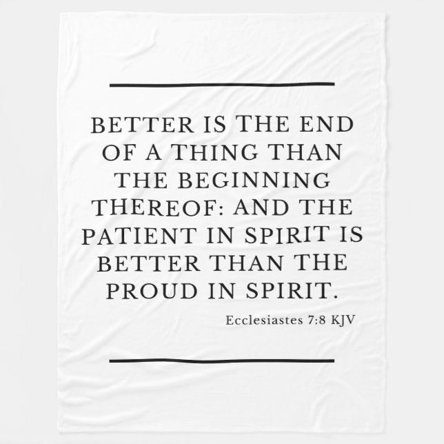 Manta Polar Ecclesiastés 7:8 Biblia Verse Cita KJV (Anverso)