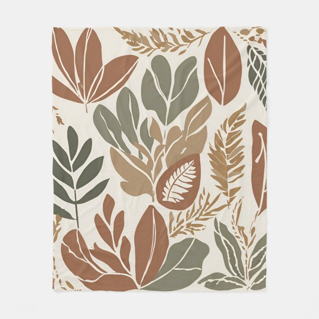 Manta Polar Ecléctico Natural Terracotta Wildflower Rustic Boh (Anverso)