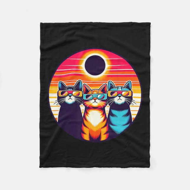 Manta Polar Eclipse solar 2024 Gato con vidrio Eclipse solar (Anverso)