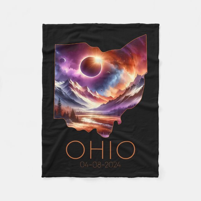 Manta Polar Eclipse solar total 2024 Ohio estatal Totalidad Ab (Anverso)