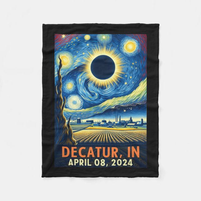 Manta Polar Eclipse solar total de Indiana 2024 Noche estrella (Anverso)