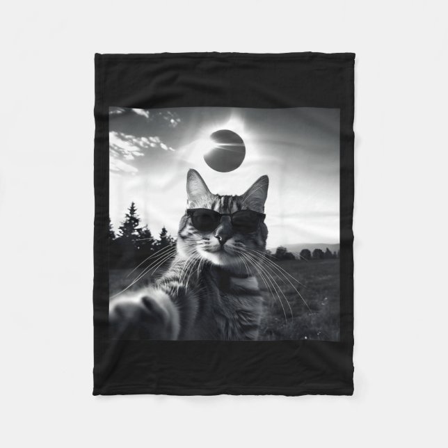 Manta Polar Eclipse Total de Sol Ilustración de Gato Usa (Anverso)