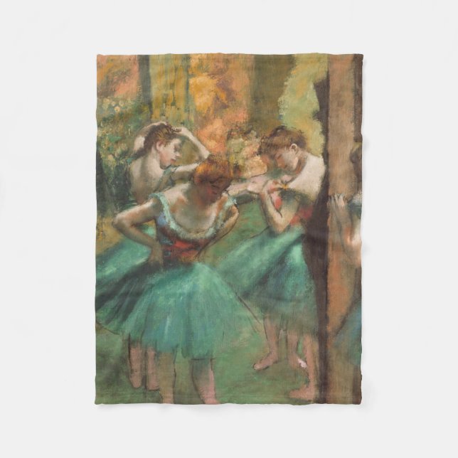Manta Polar Edgar Degas - Bailarines, Rosa Y Verde (Anverso)