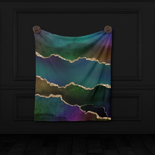 Manta Polar Edgy Agate | Moody Jewel Tone oscuro Verde azulado (Subido por el creador)