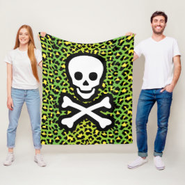 Manta Polar Edgy Green Leopard Print Jolly Roger, inspirado en
