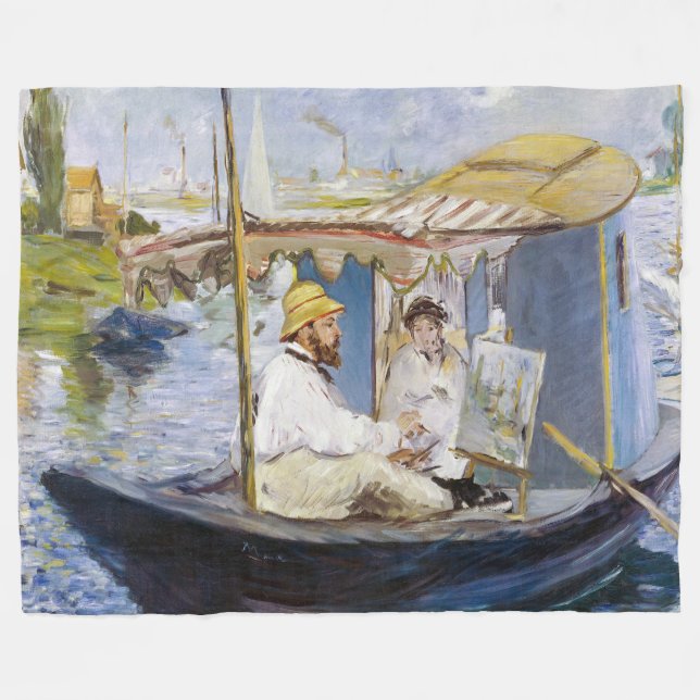 Manta Polar Edouard Manet - Monet en su barco estudio (Frente (Horizontal))