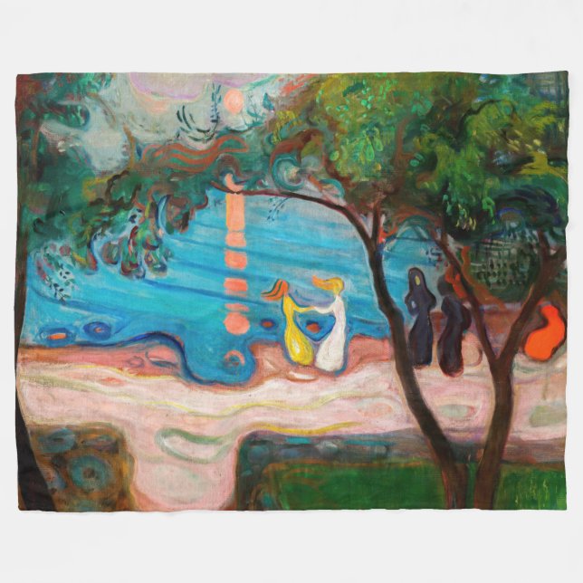 Manta Polar Edvard Munch - Baile en la playa (Frente (Horizontal))