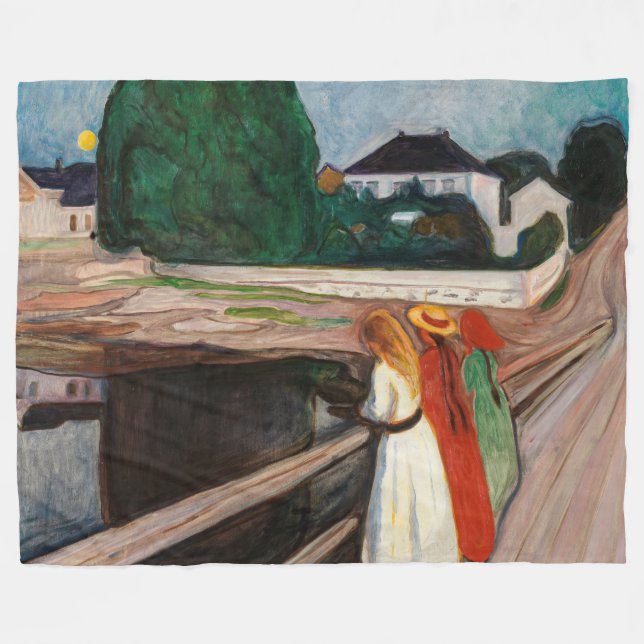 Manta Polar Edvard Munch - Los Chicas en el puente (Frente (Horizontal))
