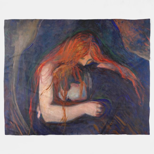 Manta Polar Edvard Munch - Vampiro / Amor y dolor (Frente (Horizontal))