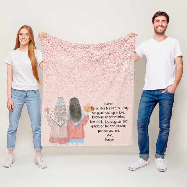 Manta Polar Efecto Purpurina rosado Rosa Dos Chicas Nota (In situ)