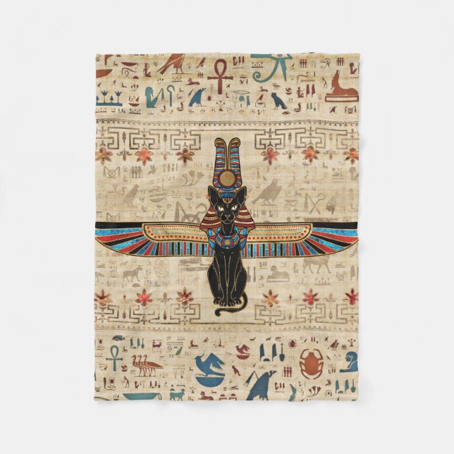 Manta Polar Egyptian Cat - Bastet on papyrus (Anverso)