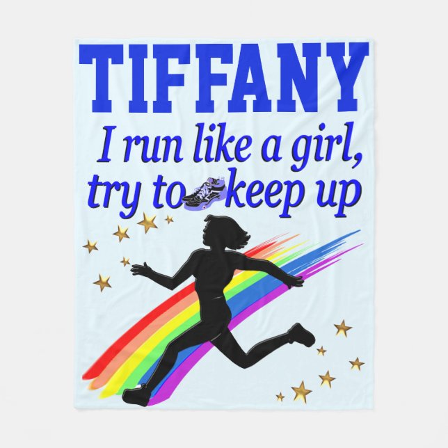 MANTA POLAR EJECUCIÓN AZUL COMO UN CHICA PERSONALIZADO FLEECE  (Anverso)