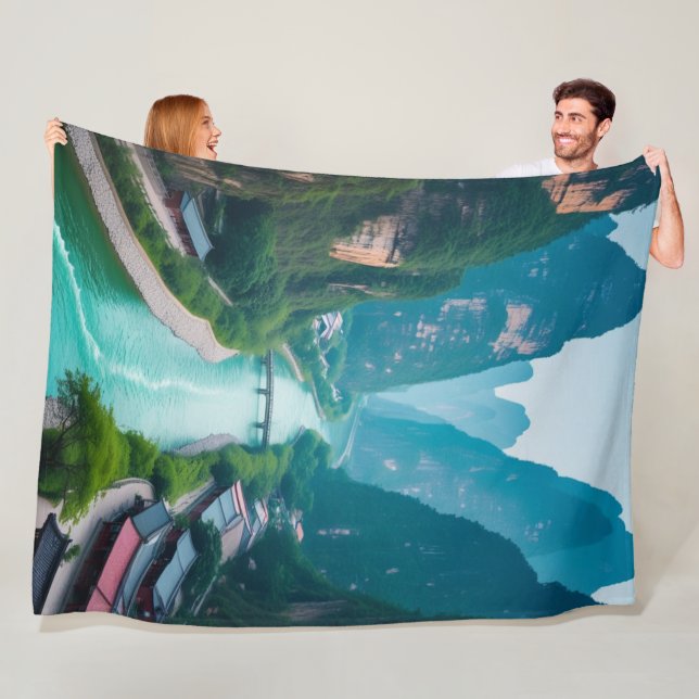 Manta Polar El abrazo de la naturaleza - paisaje del río panor (In situ)