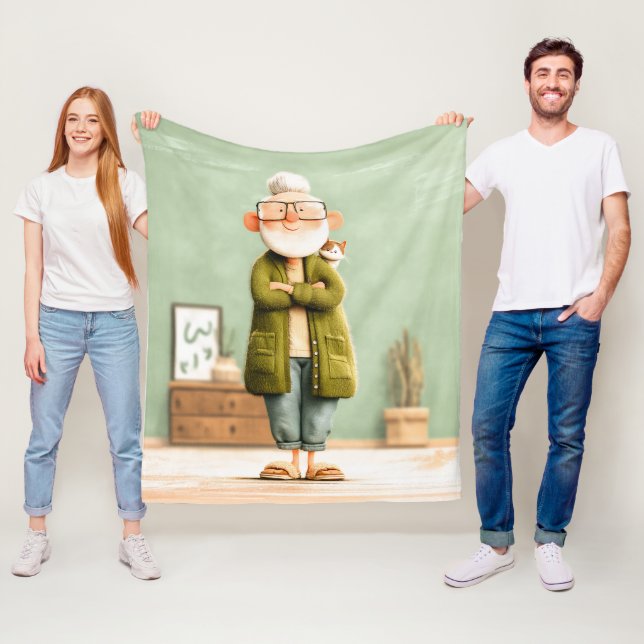 Manta Polar El abuelo y su gato encantadores (In situ)