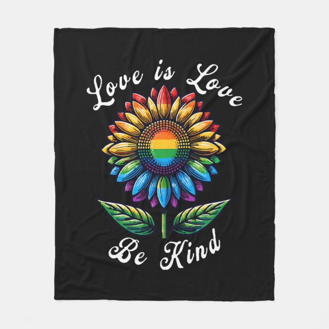 Manta Polar El amor es amor el arcoiris girasol LGBT+ Lesbiana (Anverso)
