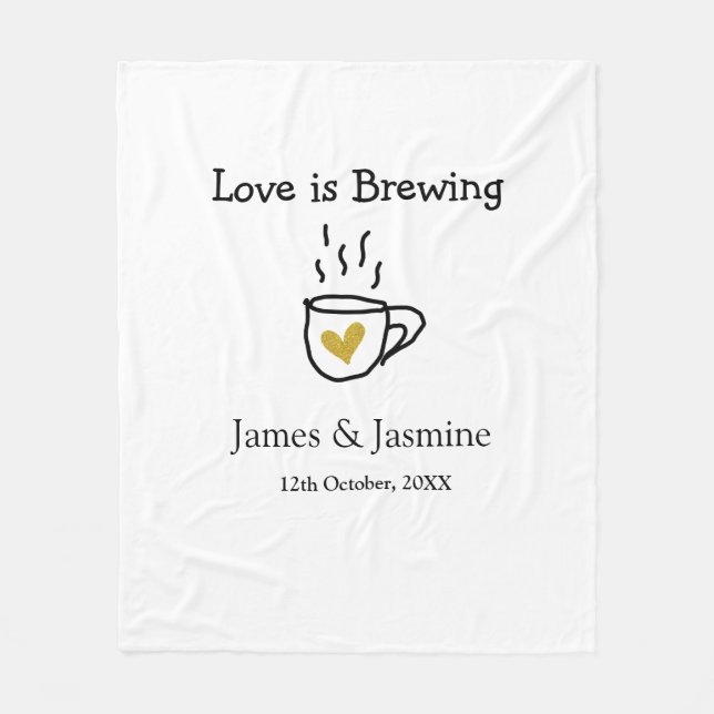 Manta Polar El amor es Breaking coffee mug nombre de pareja de (Anverso)