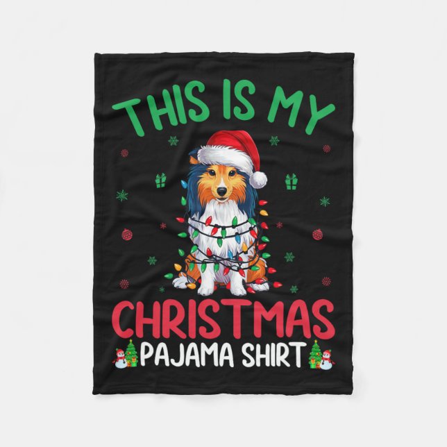 Manta Polar El árbol de navidad feo Santa Shetland Sheepdog Ch (Anverso)