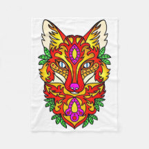 El arte abstracto del lobo boho de Fox púrpura bla