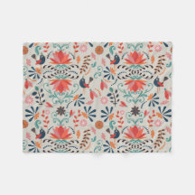 El arte folclórico azul pájaro rojo