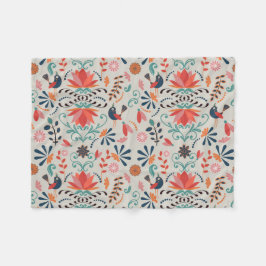 Manta Polar El arte folclórico azul pájaro rojo