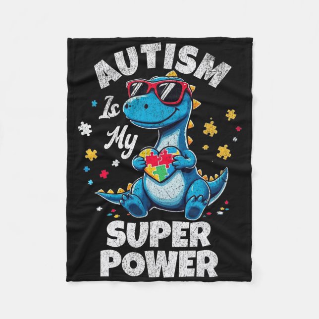 Manta Polar El autismo es mi súper poder chico gracioso (Anverso)