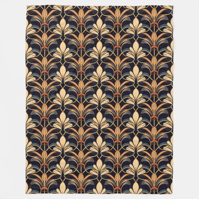 Manta Polar El azul turbio y el Naranja Art Deco (Anverso)