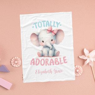 Manta Polar El bebé elefante rosa gris rosado personalizado