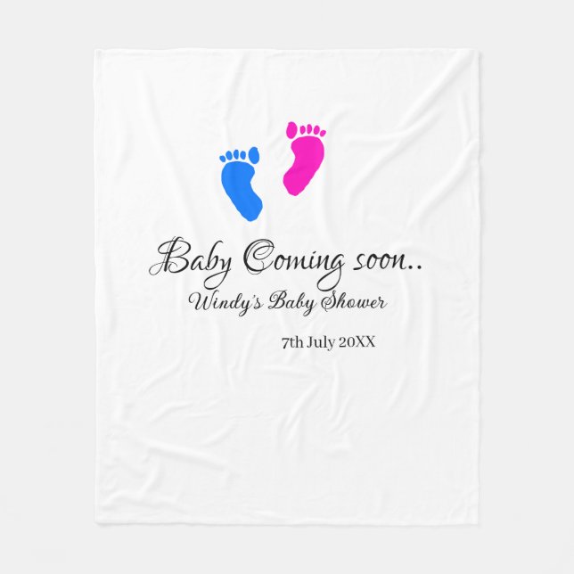 Manta Polar El bebé se acerca pronto la ducha bebé azul rosa p (Anverso)