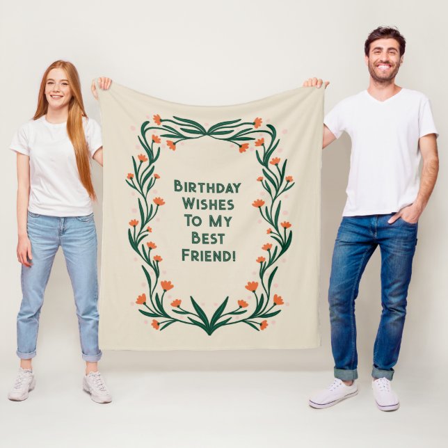 Manta Polar El cumpleaños desea un marco floral elegante (In situ)