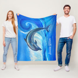 Manta Polar El delfín cubre el paño grueso y suave azul de la