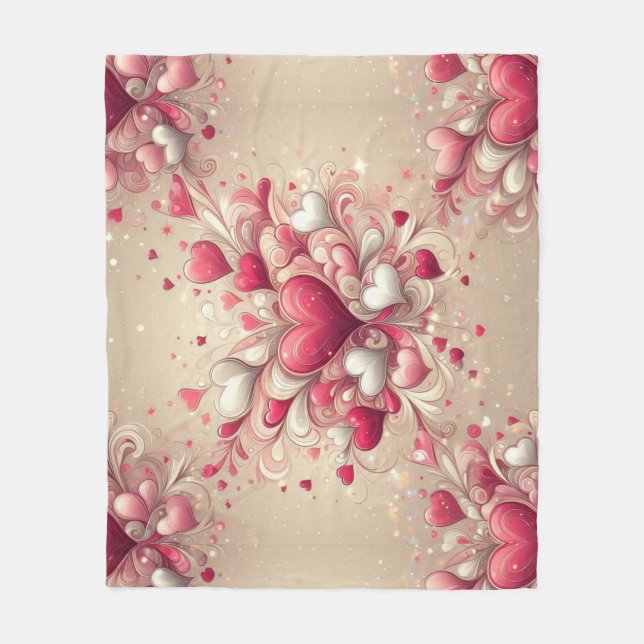 Manta Polar el día de San Valentín con patrones de corazón (Anverso)