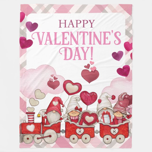Manta Polar El día de San Valentín Gnomes en un tren (Anverso)