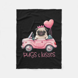Manta Polar El día de San Valentín Pugs & Kisses Pug